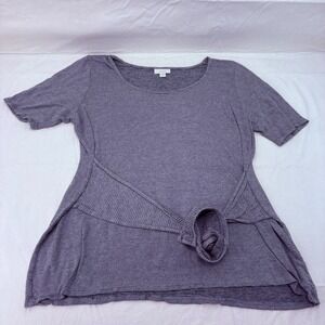 Pure Jill J Jill Purple Linen Modal Asymmetrical Wrap Tie Top Womens Medium M